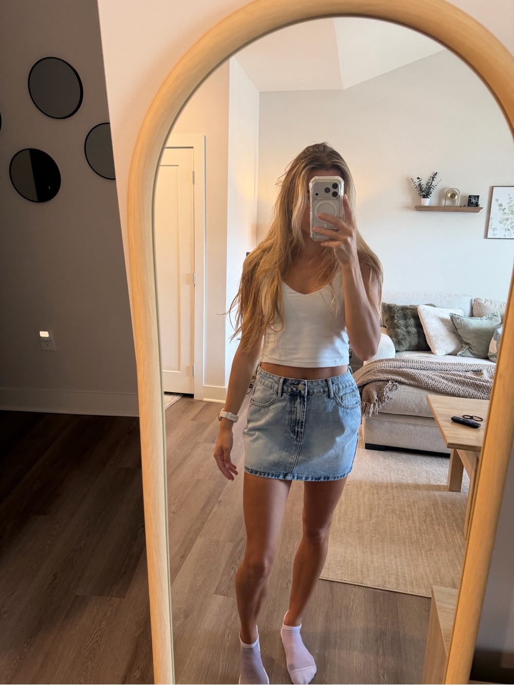 Classic Light Blue Denim Mini Skirt - Casual Women's Skirt